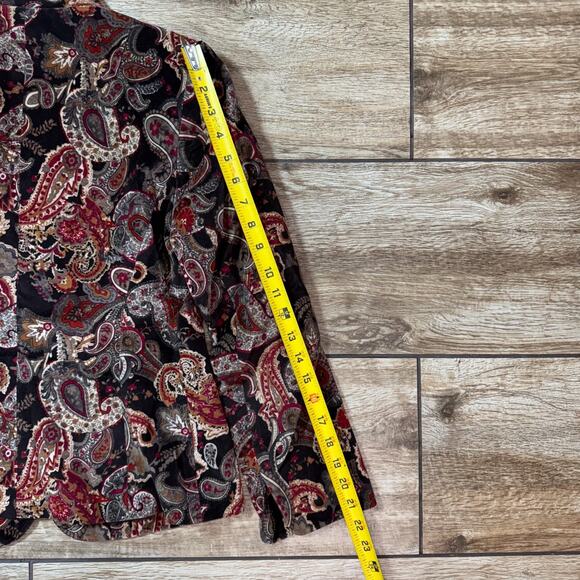 VTG Talbots 1-Button Blazer Jacket Velvet Silk Blend Floral Paisley 8P - Picture 9 of 11
